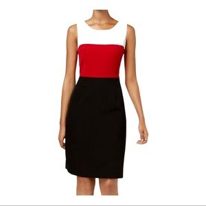 Kasper White/Red/Black Colorblock Dress, Size 12